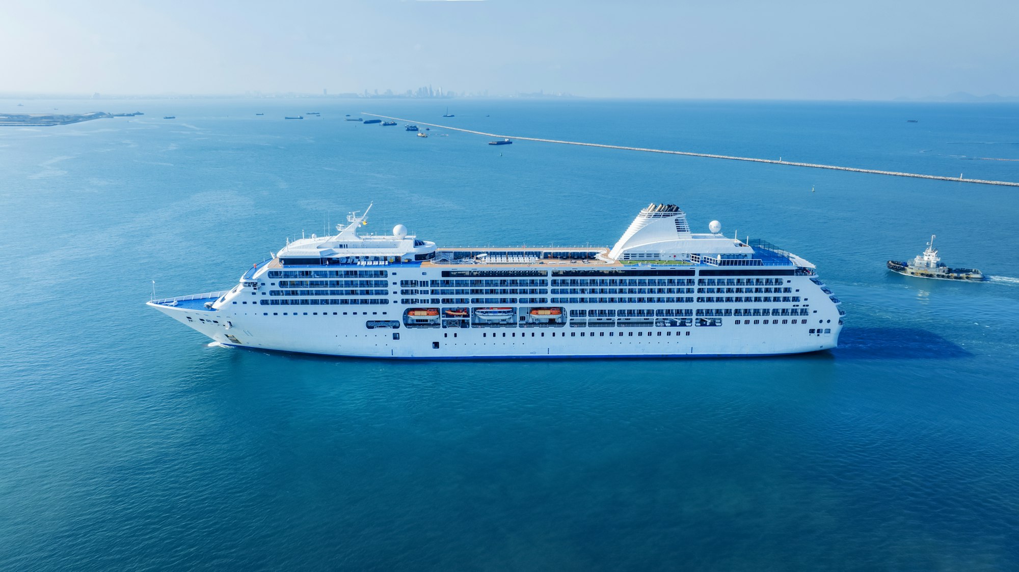 Cruise Ship, Cruise Liners beautiful white cruise ship above luxury cruise in the ocean sea